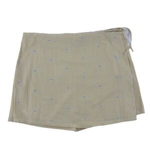 Seersucker Skort Skirt Women's 16 Yellow & White Stripes Shorts Athleisure Golf